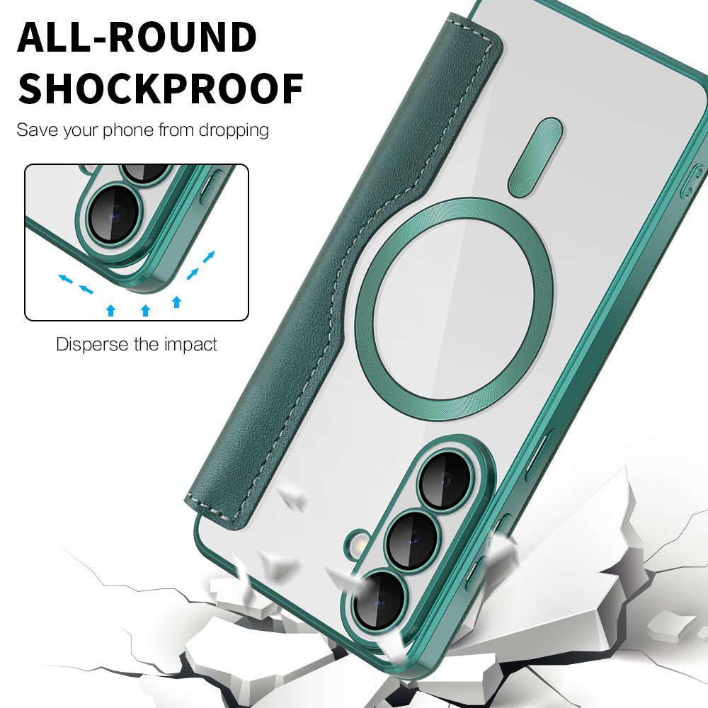 Futrola MagSafe za Samsung Galaxy S26, Techsuit, SmartMag Book, Zelena