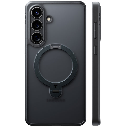Husa MagSafe za Samsung Galaxy S26, Torras, Ostand Spin, Crna