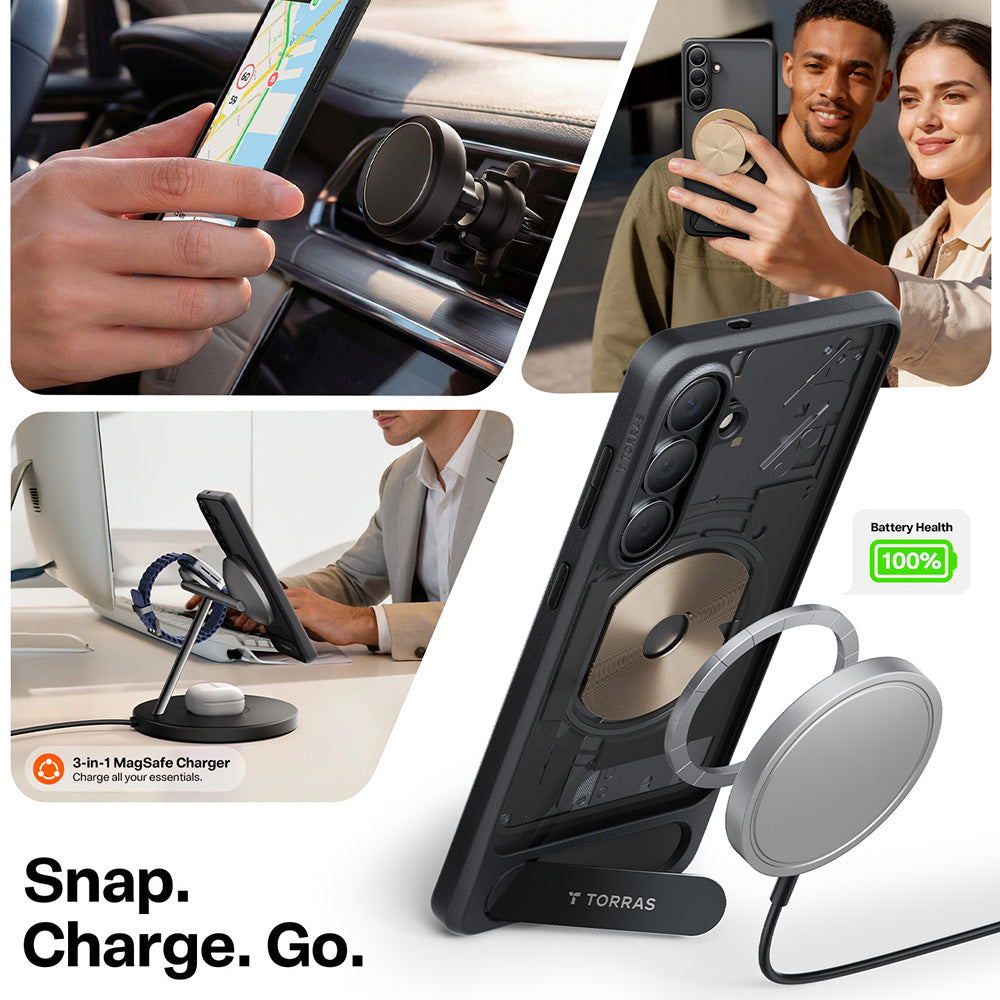 Futrola MagSafe za Samsung Galaxy S26, Torras, Pstand, Crna