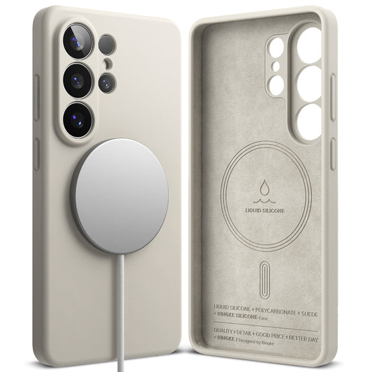 Futrola MagSafe za Samsung Galaxy S26 Ultra, Ringke, Silikon, Krem