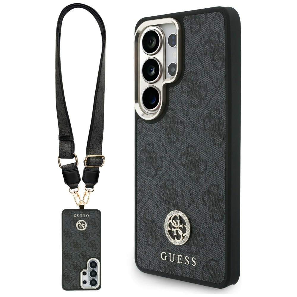 Futrola MagSafe za Samsung Galaxy S26 Ultra S948, GUESS, 4G Big Rhinestone Triangle Strap, Crna
