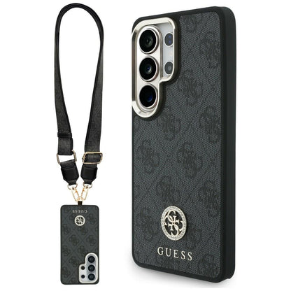 Futrola MagSafe za Samsung Galaxy S26 Ultra S948, GUESS, 4G Big Rhinestone Triangle Strap, Crna