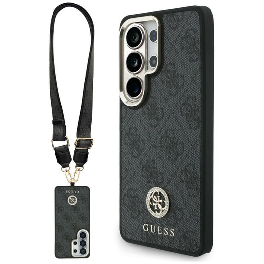 Futrola MagSafe za Samsung Galaxy S26 Ultra S948, GUESS, 4G Big Rhinestone Triangle Strap, Crna