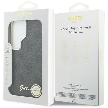 Futrola MagSafe za Samsung Galaxy S26 Ultra S948, Guess, 4G Script Logo, Crna