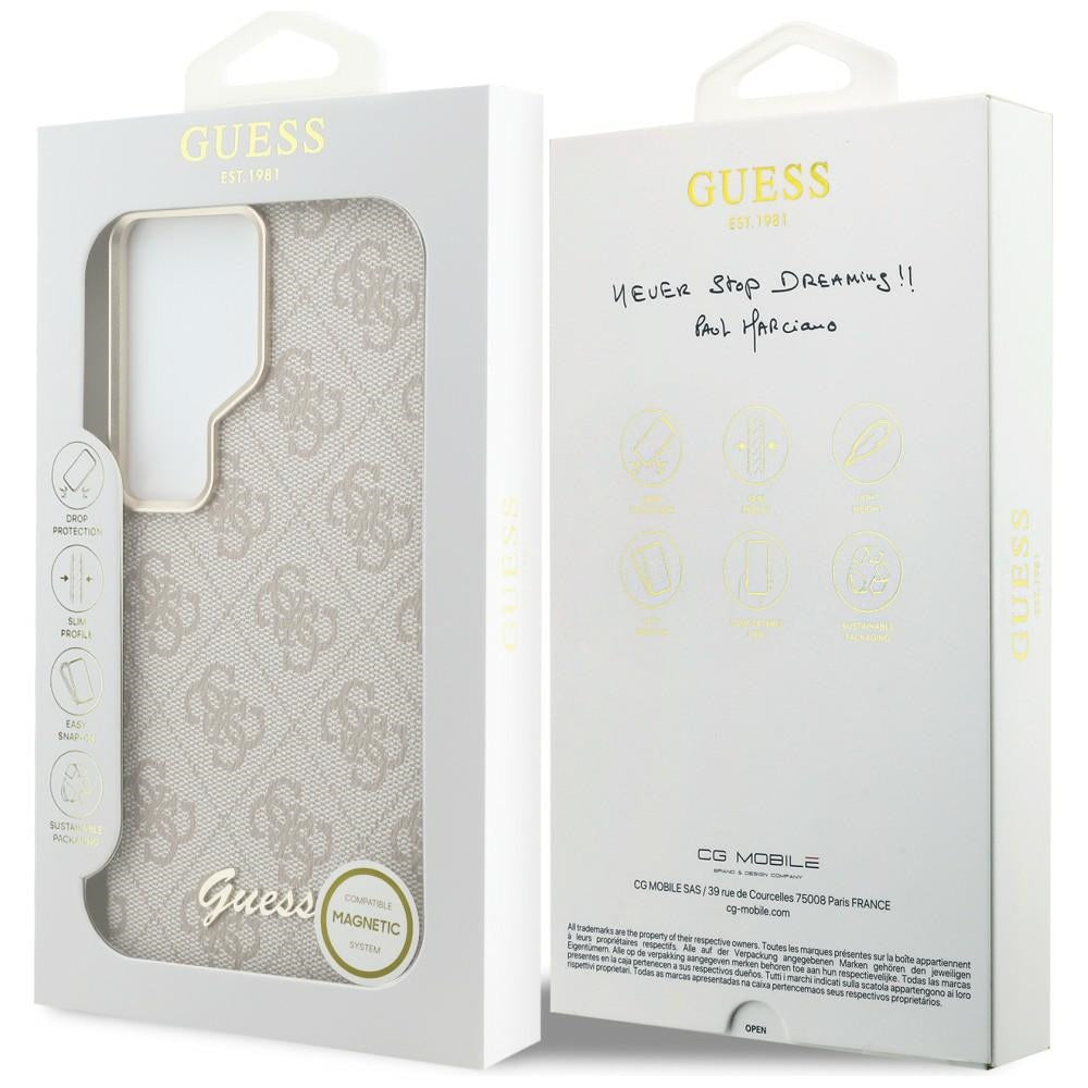 Futrola MagSafe za Samsung Galaxy S26 Ultra S948, Guess, 4G Script Logo, Roze