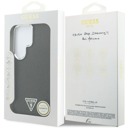 Futrola MagSafe za Samsung Galaxy S26 Ultra S948, Guess, Fixed Glitter Triangle Logo, Crna