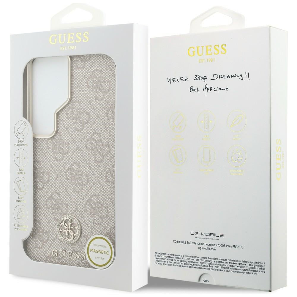 Futrola MagSafe za Samsung Galaxy S26 Ultra S948, Guess, Rhinestone Round Logo, Roze