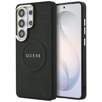 Futrola MagSafe za Samsung Galaxy S26 Ultra S948, GUESS, Saffiano Peony Embossed Ring, Crna