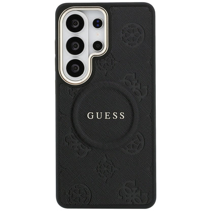 Futrola MagSafe za Samsung Galaxy S26 Ultra S948, GUESS, Saffiano Peony Embossed Ring, Crna