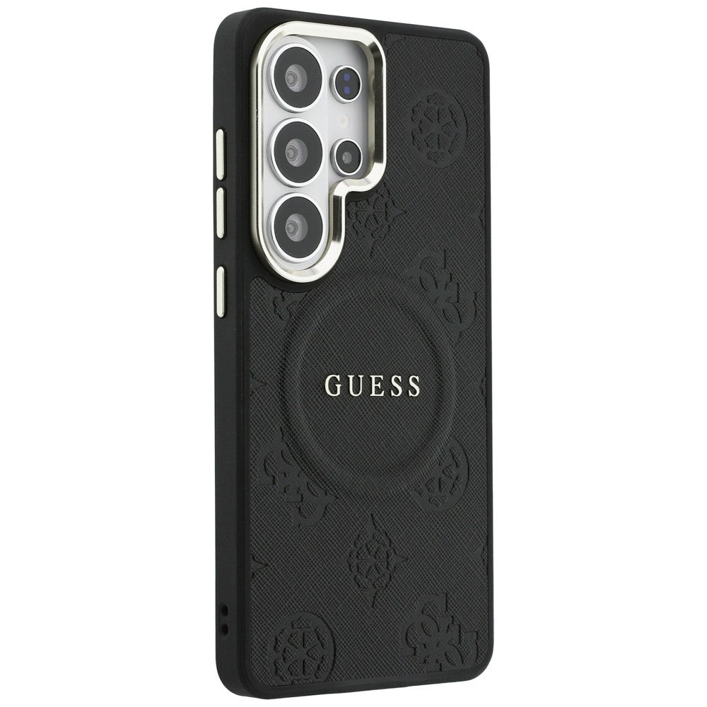Futrola MagSafe za Samsung Galaxy S26 Ultra S948, GUESS, Saffiano Peony Embossed Ring, Crna