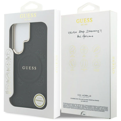 Futrola MagSafe za Samsung Galaxy S26 Ultra S948, GUESS, Saffiano Peony Embossed Ring, Crna