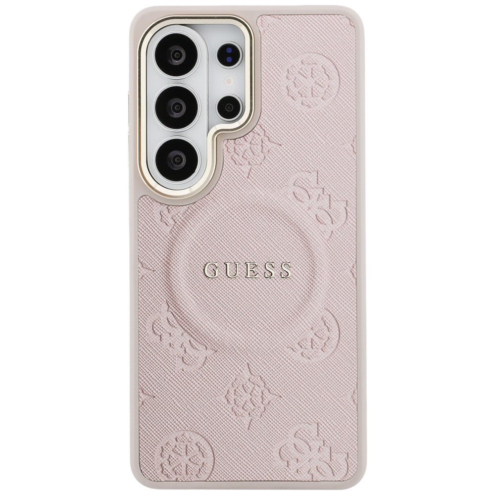 MagSafe futrola za Samsung Galaxy S26 Ultra S948, Guess, Saffiano Peony Embossed Ring, Roze