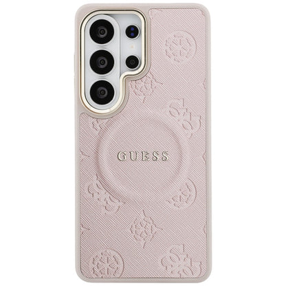 MagSafe futrola za Samsung Galaxy S26 Ultra S948, Guess, Saffiano Peony Embossed Ring, Roze