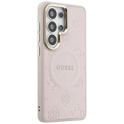 MagSafe futrola za Samsung Galaxy S26 Ultra S948, Guess, Saffiano Peony Embossed Ring, Roze