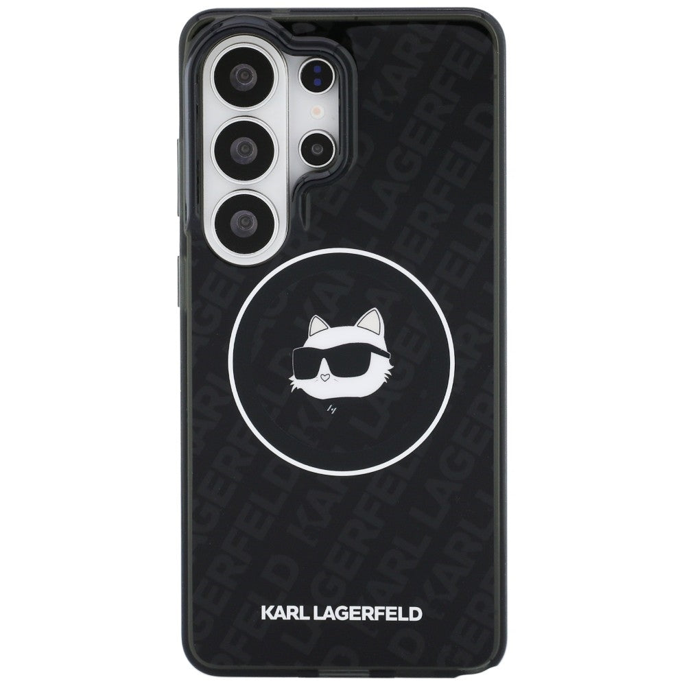 Futrola MagSafe za Samsung Galaxy S26 Ultra S948, Karl Lagerfeld, IML Choupette Head on KL Repeated Logo, Crna
