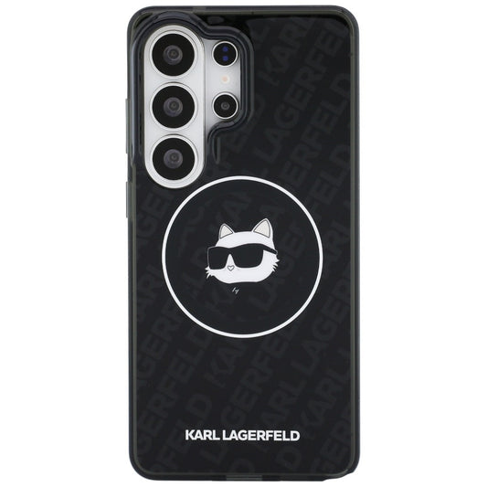 Futrola MagSafe za Samsung Galaxy S26 Ultra S948, Karl Lagerfeld, IML Choupette Head on KL Repeated Logo, Crna