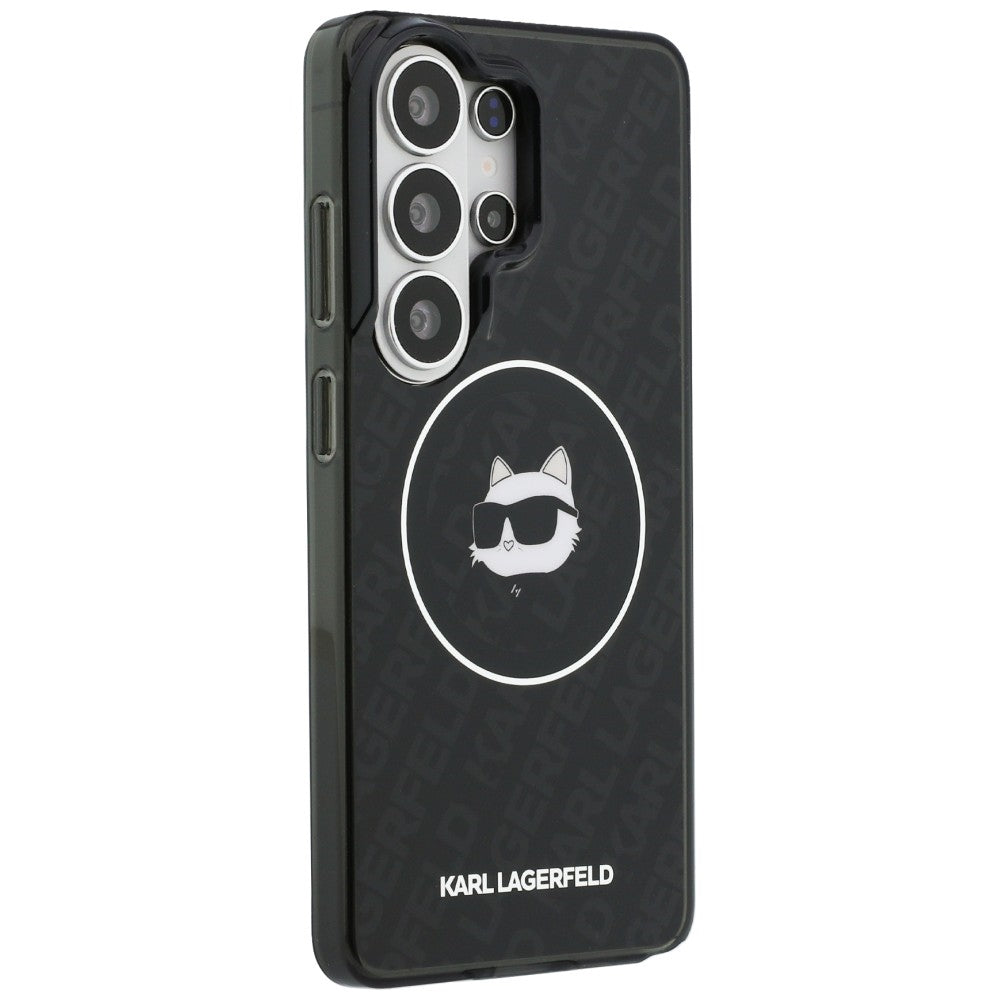 Futrola MagSafe za Samsung Galaxy S26 Ultra S948, Karl Lagerfeld, IML Choupette Head on KL Repeated Logo, Crna