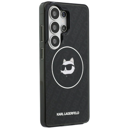 Futrola MagSafe za Samsung Galaxy S26 Ultra S948, Karl Lagerfeld, IML Choupette Head on KL Repeated Logo, Crna