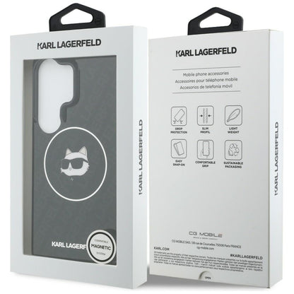 Futrola MagSafe za Samsung Galaxy S26 Ultra S948, Karl Lagerfeld, IML Choupette Head on KL Repeated Logo, Crna
