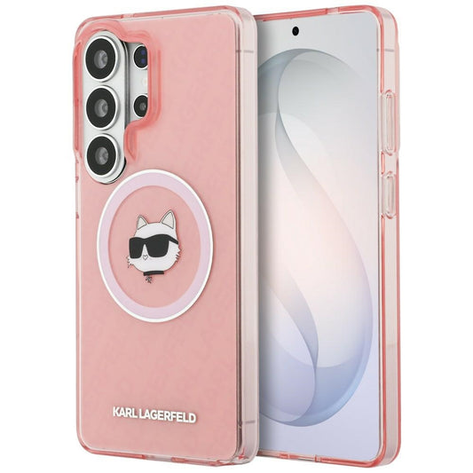 Futrola MagSafe za Samsung Galaxy S26 Ultra S948, Karl Lagerfeld, IML Choupette Head on KL Repeated Logo, Roze