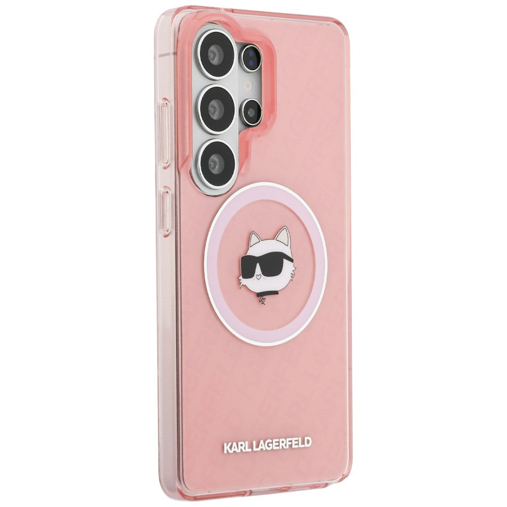 Futrola MagSafe za Samsung Galaxy S26 Ultra S948, Karl Lagerfeld, IML Choupette Head on KL Repeated Logo, Roze