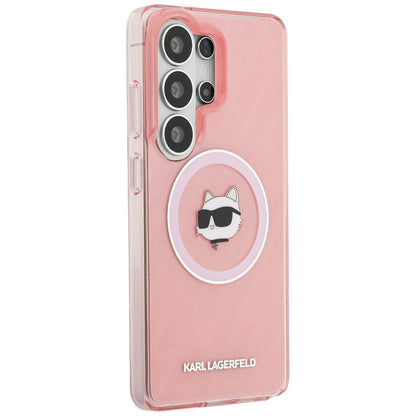 Futrola MagSafe za Samsung Galaxy S26 Ultra S948, Karl Lagerfeld, IML Choupette Head on KL Repeated Logo, Roze