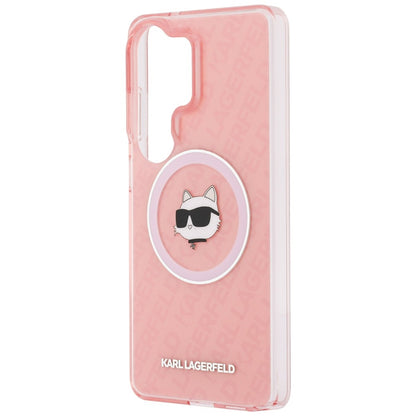 Futrola MagSafe za Samsung Galaxy S26 Ultra S948, Karl Lagerfeld, IML Choupette Head on KL Repeated Logo, Roze