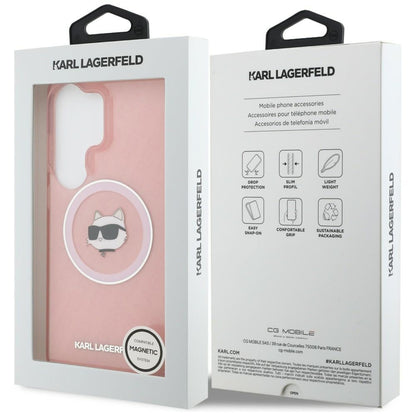 Futrola MagSafe za Samsung Galaxy S26 Ultra S948, Karl Lagerfeld, IML Choupette Head on KL Repeated Logo, Roze