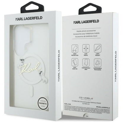 Futrola MagSafe za Samsung Galaxy S26 Ultra S948, Karl Lagerfeld, IML Choupette Karl Script Logo, Bela.