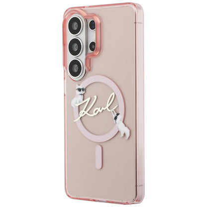 Futrola MagSafe za Samsung Galaxy S26 Ultra S948, Karl Lagerfeld, IML Choupette Karl Script Logo, Roze