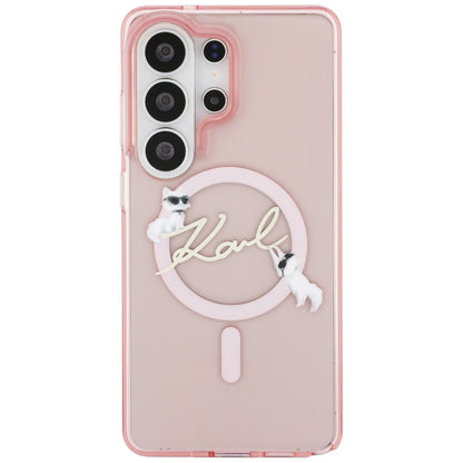 Futrola MagSafe za Samsung Galaxy S26 Ultra S948, Karl Lagerfeld, IML Choupette Karl Script Logo, Roze