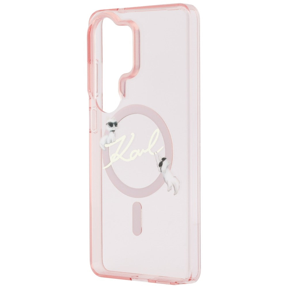 Futrola MagSafe za Samsung Galaxy S26 Ultra S948, Karl Lagerfeld, IML Choupette Karl Script Logo, Roze