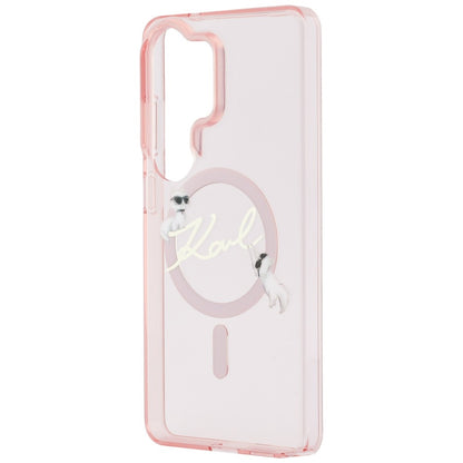 Futrola MagSafe za Samsung Galaxy S26 Ultra S948, Karl Lagerfeld, IML Choupette Karl Script Logo, Roze