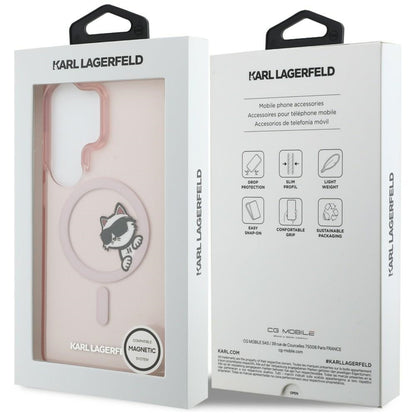 Futrola MagSafe za Samsung Galaxy S26 Ultra S948, Karl Lagerfeld, IML Choupette Peekaboo Logo, Roze