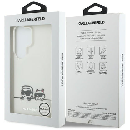 Futrola MagSafe za Samsung Galaxy S26 Ultra S948, Karl Lagerfeld, IML Karl & Choupette Peekaboo Logo, Bela