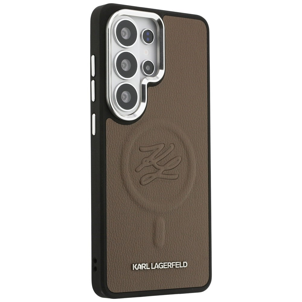 Futrola MagSafe za Samsung Galaxy S26 Ultra S948, Karl Lagerfeld, Initial Logo Debossed, Braon
