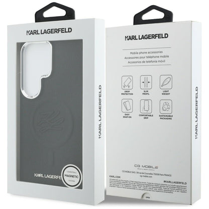 Futrola MagSafe za Samsung Galaxy S26 Ultra S948, Karl Lagerfeld, Initial Logo Debossed, Crna