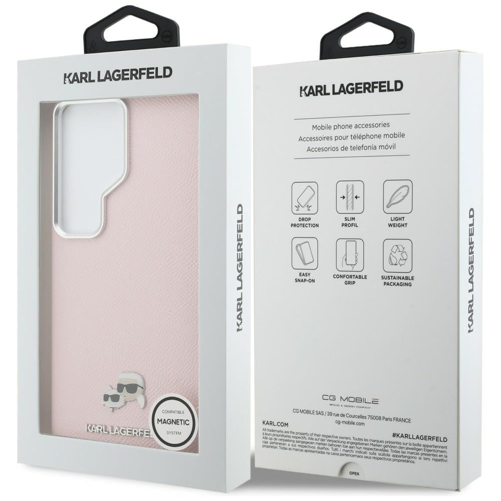 Futrola MagSafe za Samsung Galaxy S26 Ultra S948, Karl Lagerfeld, Karl & Choupette Head's Pin, Roze