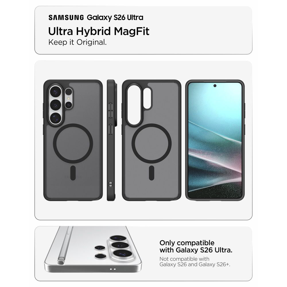 Futrola MagSafe za Samsung Galaxy S26 Ultra S948, Spigen, Ultra Hybrid, Crna Satin ACS10681