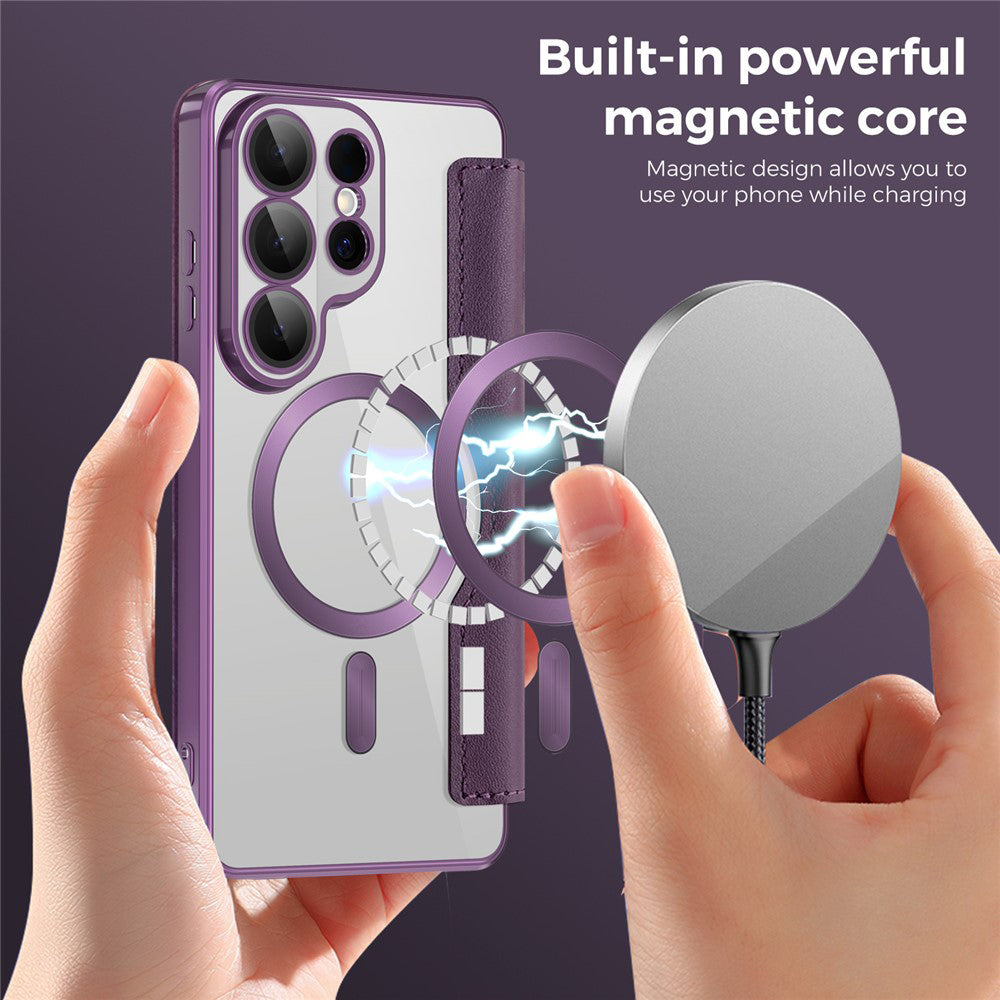 Futrola MagSafe za Samsung Galaxy S26 Ultra, Techsuit, SmartMag Book, Ljubičasta