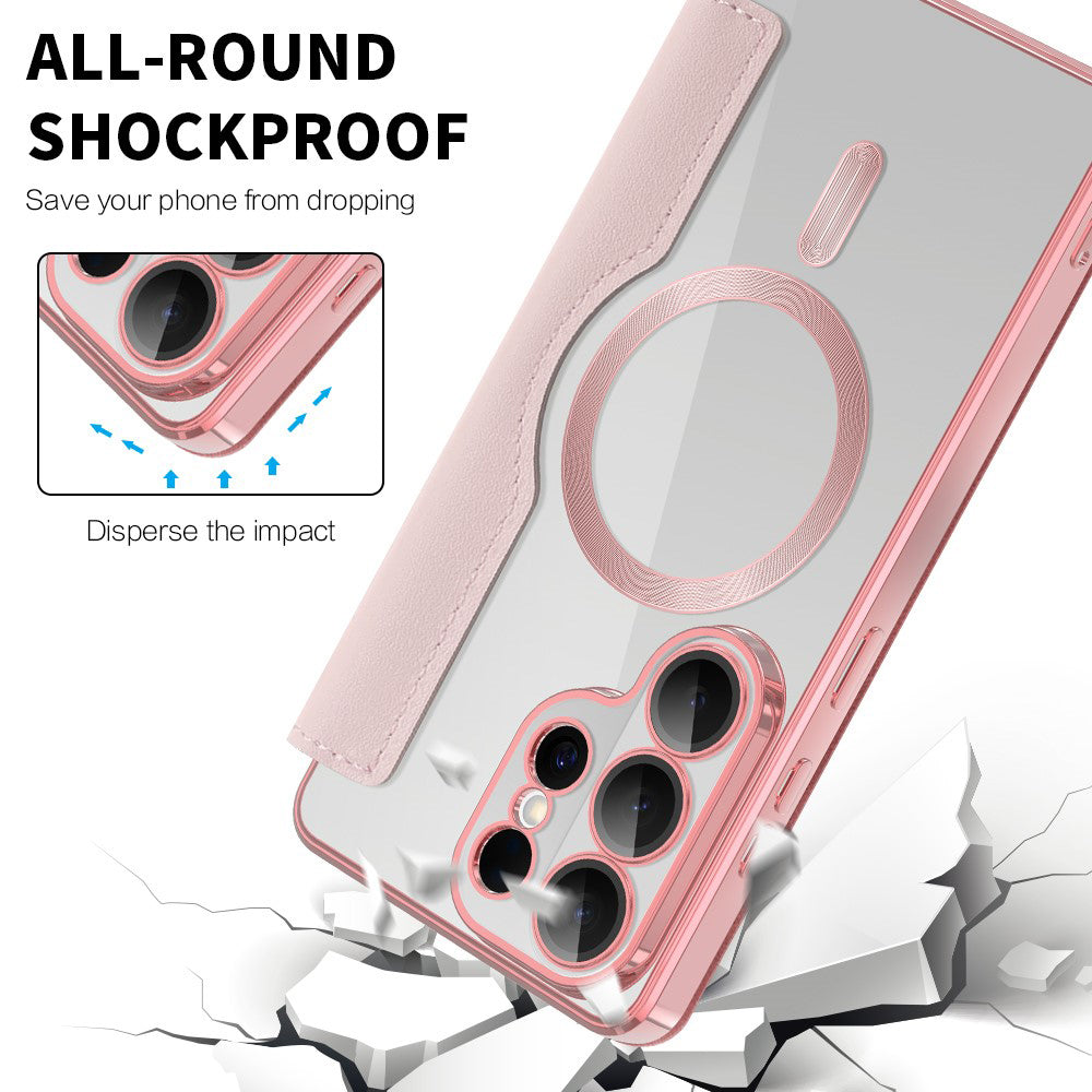 Futrola MagSafe za Samsung Galaxy S26 Ultra, Techsuit, SmartMag Book, Roze