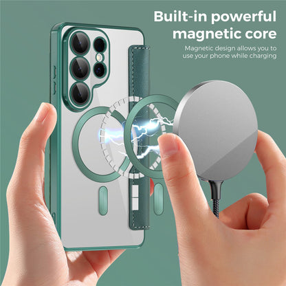 Futrola MagSafe za Samsung Galaxy S26 Ultra, Techsuit, SmartMag Book, Zelena