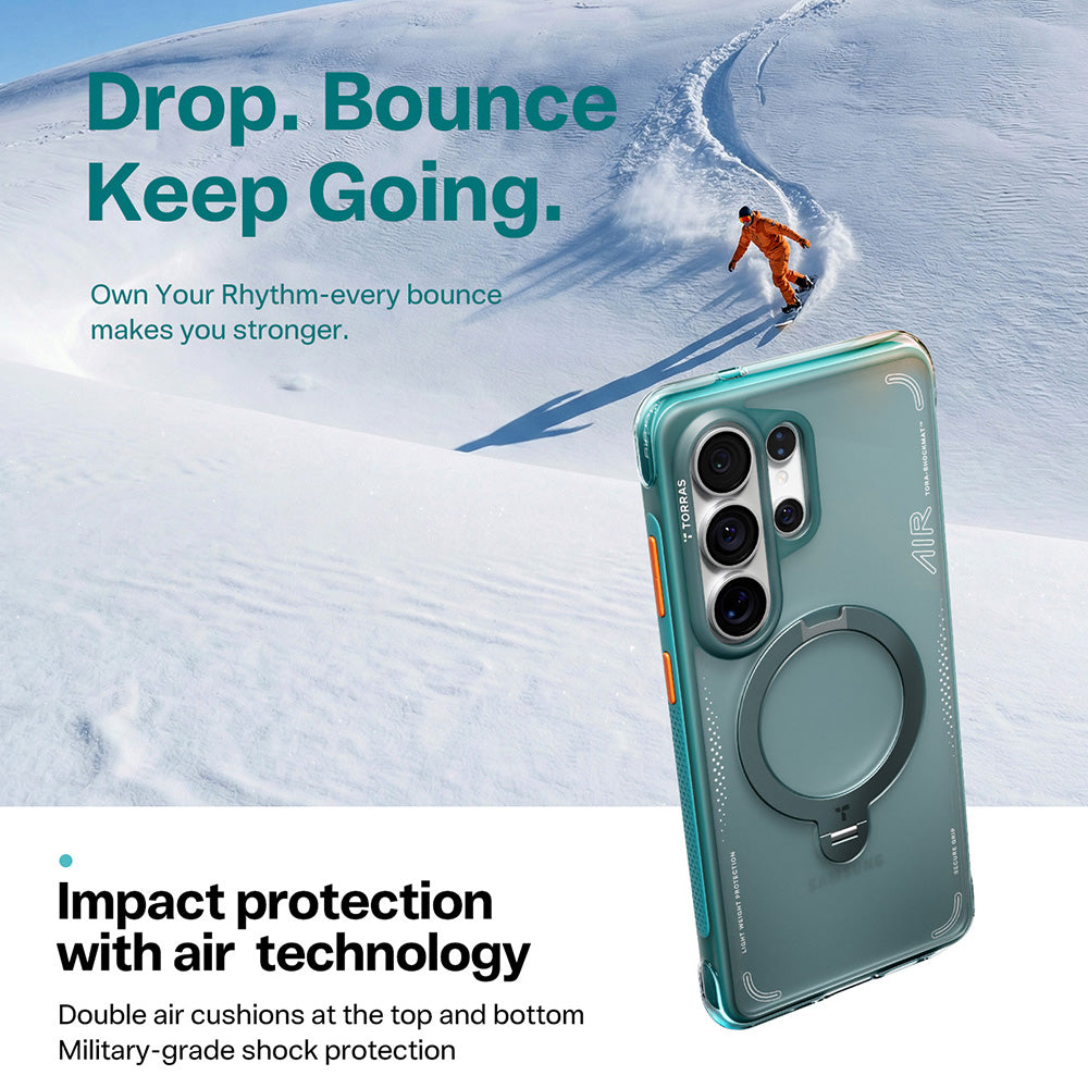 Futrola MagSafe za Samsung Galaxy S26 Ultra, Torras, Ostand Spin Air, Zelena