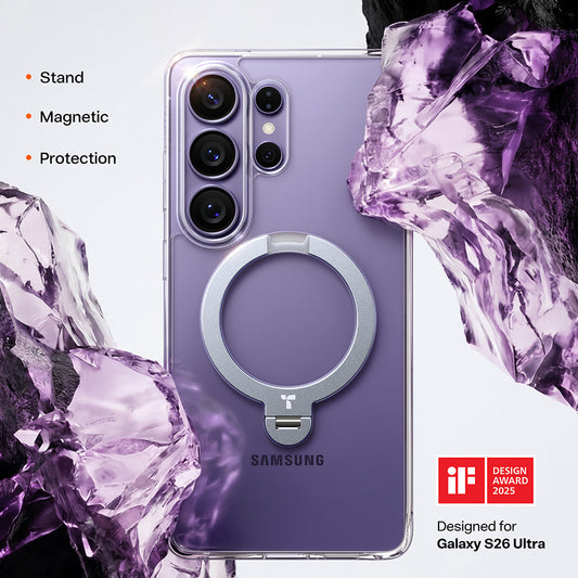 Futrola MagSafe za Samsung Galaxy S26 Ultra, Torras, Ostand Spin, Transparentna