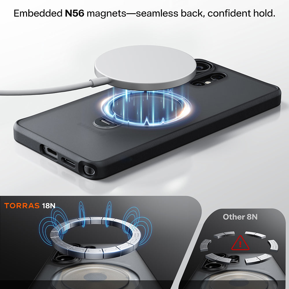 Futrola MagSafe za Samsung Galaxy S26 Ultra, Torras, Ostand Spin, Transparentna