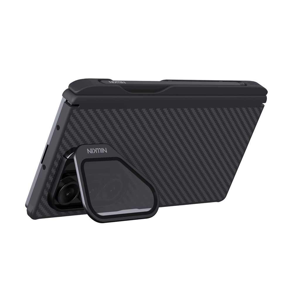 MagSafe futrola za Samsung Galaxy Z Fold7 F966, Nillkin, CarboProp sa providnim crnim poklopcem za objektiv i držačem za S-Pen, Crna