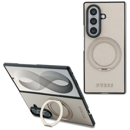 MagSafe futrola za Samsung Galaxy Z Fold8 Ultra F976, Guess, Ring Stand Grained Classic Logo, Bež