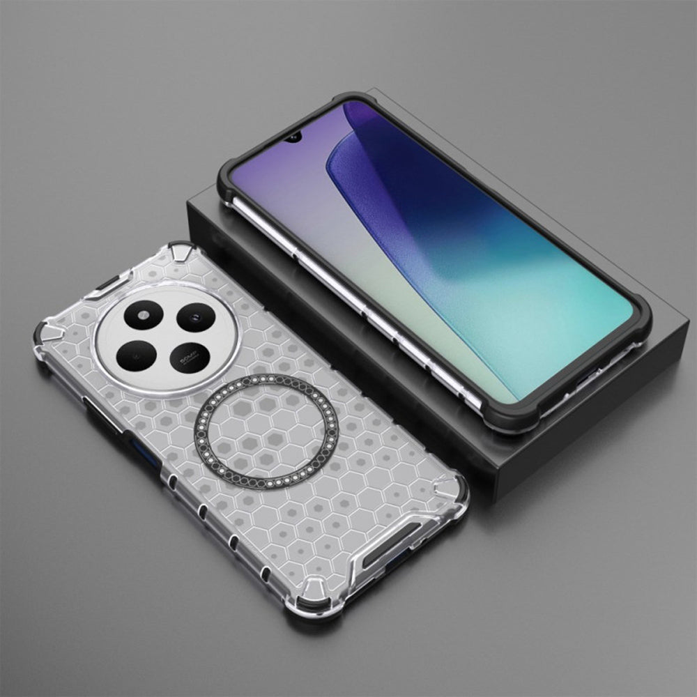 MagSafe futrola za Xiaomi Poco C75 / Redmi 14C, Techsuit, HoneyComb Shield, Bela