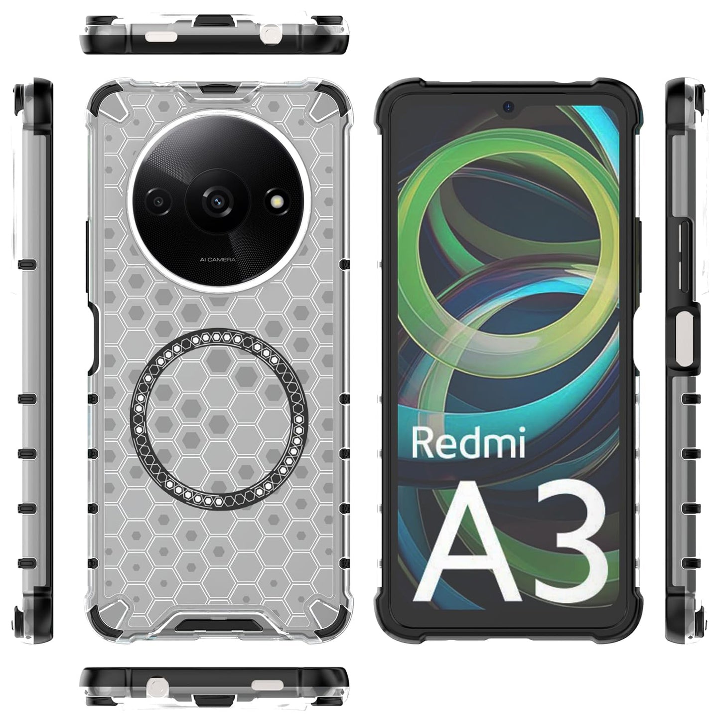 MagSafe futrola za Xiaomi Redmi A3x / A3, Techsuit, HoneyComb Shield, Bela