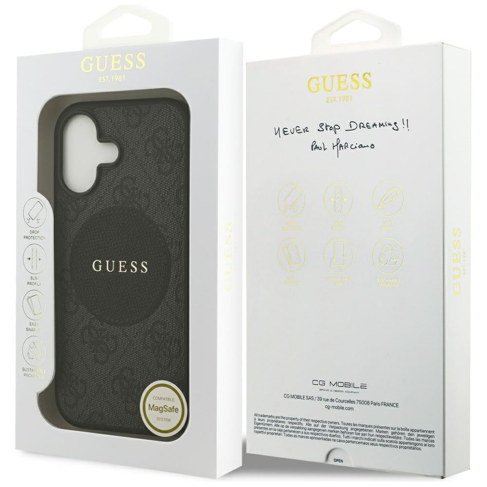 Futrola MagSafe za Apple iPhone 17, Guess, 4G Circle Classic Logo, Crna